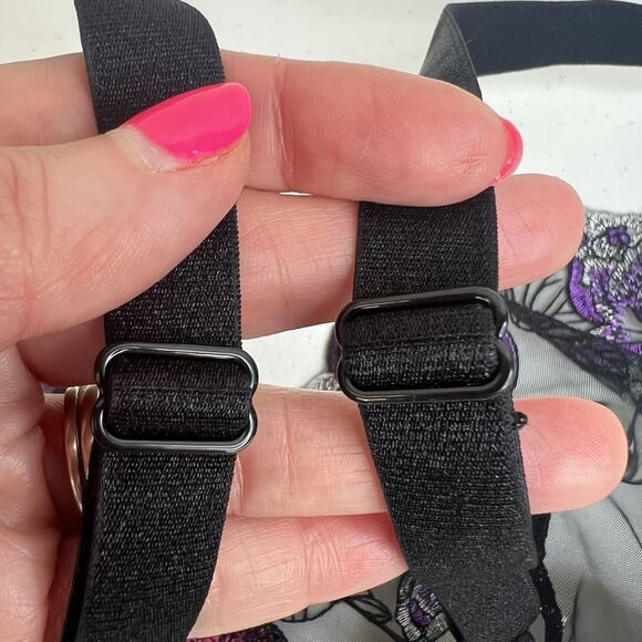 Adore Me 2XL Emilie Bralette Black Sheer Embroidered Floral Lace Mesh Bra Top - Picture 7 of 16